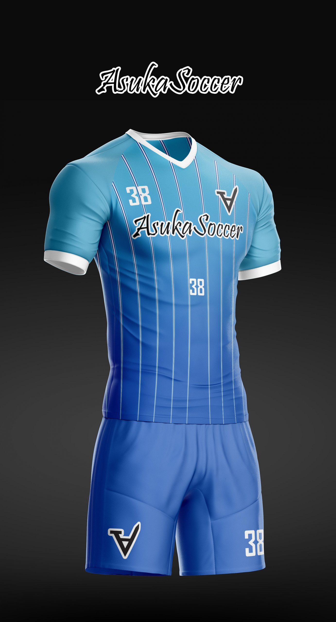 ASUKA オーダーサッカーユニフォーム 3Dサンプル AS-017