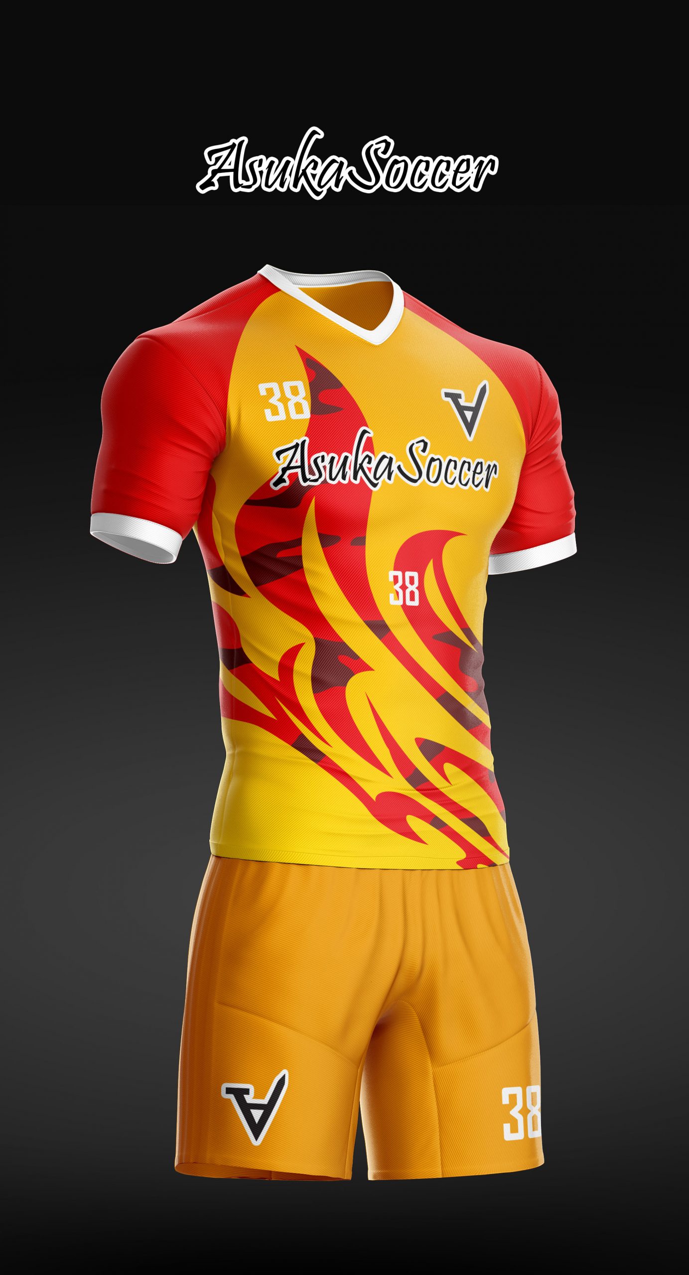 ASUKA オーダーサッカーユニフォーム 3Dサンプル AS-021