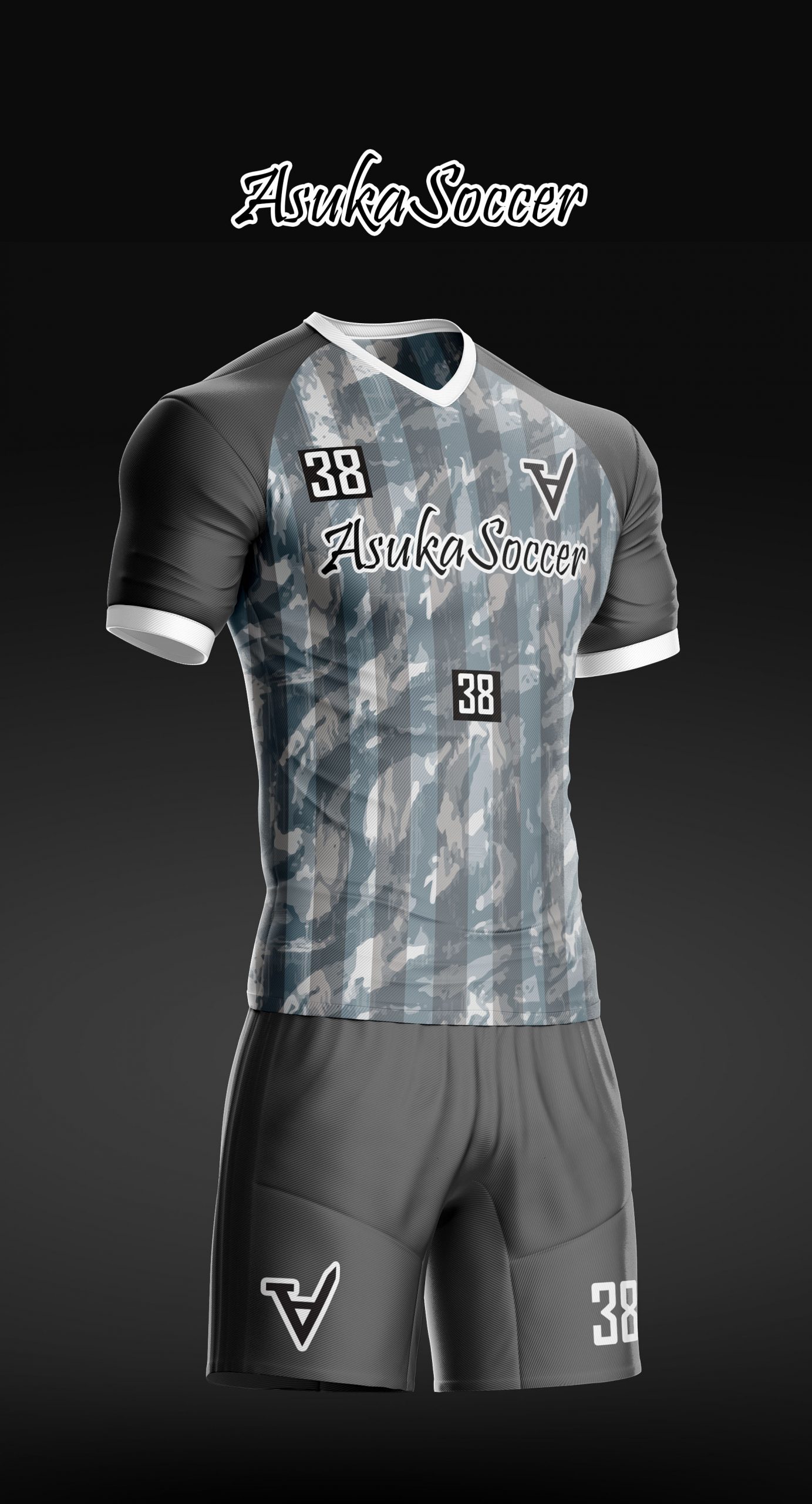 ASUKA オーダーサッカーユニフォーム 3Dサンプル AS-022